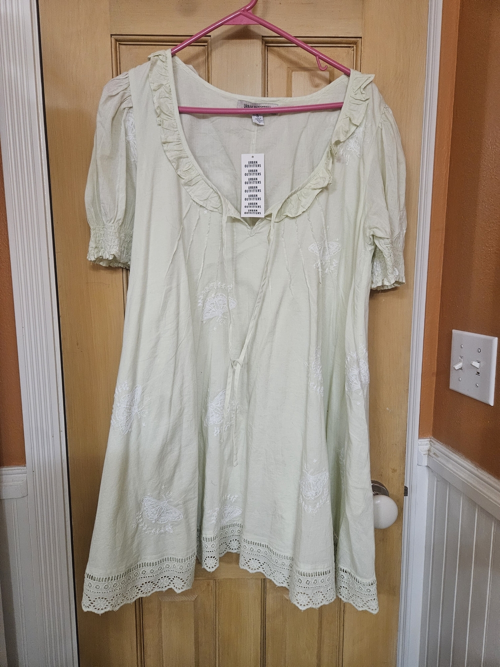 Urban Outfitters Pale Green Ruffle Peasant Dress